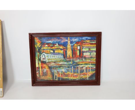Unbekannter Maler (20. Jh.) Ansicht von Venedig. Acryl/Hartfaser. Ca. 60x 80 cm. R.