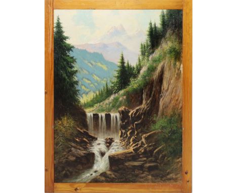 Neogrady, Laszlo (1. Hälfte 20. Jh.) Sommerliche Landschaft mit Gebirgsbach. Öl/Lwd. (kl. hinterlegte Risse), re. u. sign. Ca