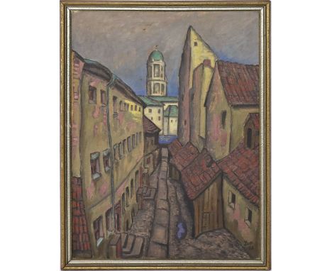 Prochowink, Leo (1875 Landsberg a. d. Warte - Berlin 1936) "Durchblick v. d. Fischerstraße" (Blick auf das Stadthaus in Berli
