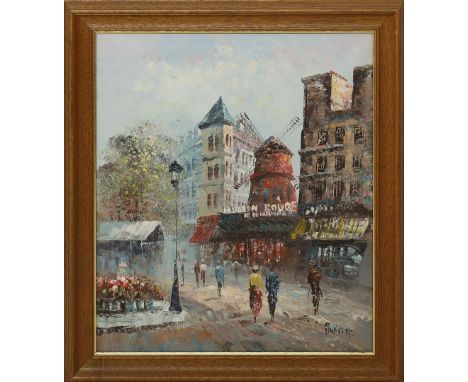 Burnett, Claude (um 1988) Das Moulin Rouge in Paris. Öl/Lwd., re. u. sign., verso dat. 31. October 1988. Ca. 48,5x 41,5 cm. R