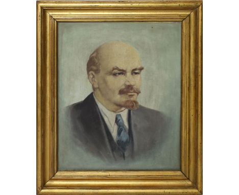 Unbekannter Maler (20. Jh.) Portrait von Lenin. Öl/Lwd. Ca. 60,5x 50 cm. R.