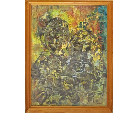 Bàn (um 1962) Surrealistisches Doppelportrait. Mischtechnik, re. u. sign. und dat. (1)962. Ca. 78x 58 cm. R.