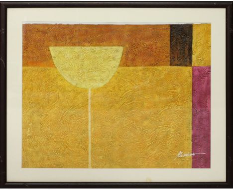 Unbekannter Maler (20. Jh.) Farbkomposition. Mischtechnik/Lwd., re. u. unleserlich sign. Ca. 59,5x 50 cm. PP., R.