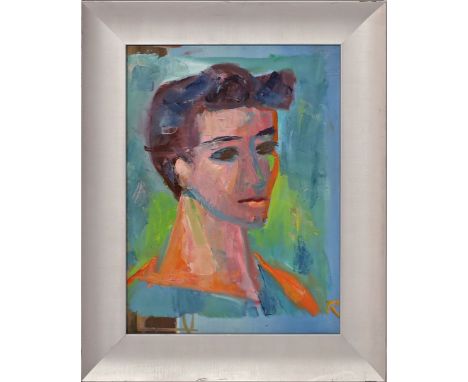 Monogrammist "R" (20. Jh.) Portrait eines jungen Mannes. Öl/Hartfaser, re. u. monog. Ca. 44x 32,5 cm. R.