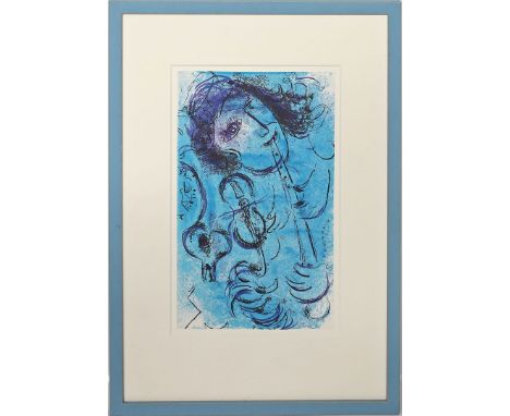 Chagall, Marc (1887 Vitebsk - Paul de Vence 1985) "Flötenspieler". Farblithographie. 23x 38 cm. PP., R. Wvz.: Mourlot 197.
