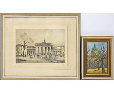 Haase, Claus (1930 Altenburg 2020) "Schloß Charlottenburg", so verso bez. und sign. Öl/Holz, li. u. monog. Ca. 22,5x 14,5 cm.