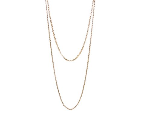 Victorian 10ct rose gold link chain necklace and one other 9ct rose gold belcher link necklaceCondition Report:10ct approx 14