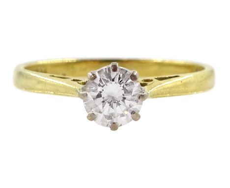 18ct gold single stone round brilliant cut diamond ring, London 1987, diamond approx 0.40 caratCondition Report:Approx 2gm, s