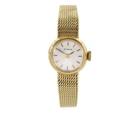 Eterna ladies 9ct gold manual wind wristwatch, on 9ct gold bracelet, London 1967Condition Report:Approx 23.2gm, bracelet also