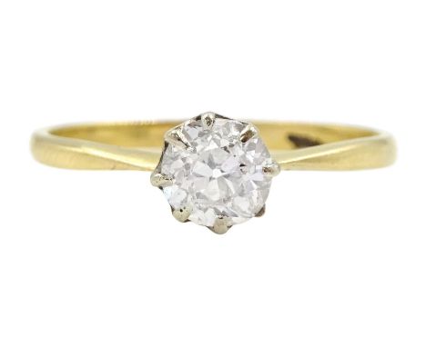 Early 20th century 18ct gold single stone old cut diamond ring, diamond approx 0.55 caratCondition Report:Approx 1.95gm, test