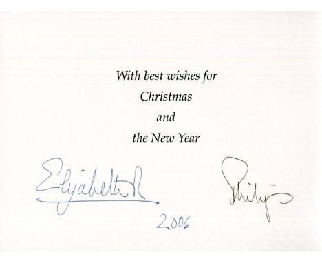 AUTOGRAPHS, QUEEN ELIZABETH II &amp; PRINCE PHILIP. A group of 3 Christmas cards signed in ink by Queen Elizabeth and Prince 