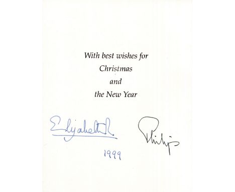 AUTOGRAPHS, QUEEN ELIZABETH II &amp; PRINCE PHILIP. Two Christmas cards signed in ink by Queen Elizabeth and Prince Philip fo