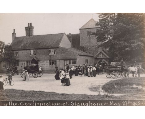 SLAUGHAM. A collection of 51 postcards of Slaugham, West Sussex, including photographic postcards titled 'The Confirmation at