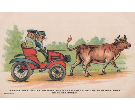 A collection of 32 postcards by Louis Wain, the majority featuring anthropomorphic cats, including postcards published by J. 