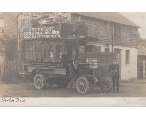 HAYWARDS HEATH. A photographic postcard titled 'Motor Bus' published by F. Douglas Miller, inscribed in pencil to the reverse