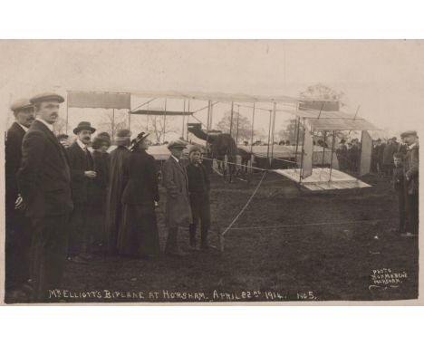 HORSHAM. A group of 4 photographic postcards of aviation interest, comprising postcards titled 'Mr Elliott's Biplane at Horsh
