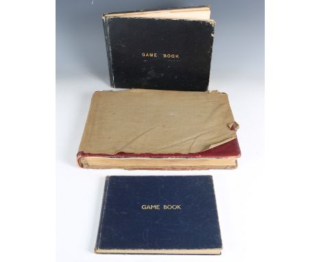 HUNTING. A group of three game books, circa 1902-1980, probably compiled by Lt. Col. A. Forrest Harper, regarding hunts, shoo