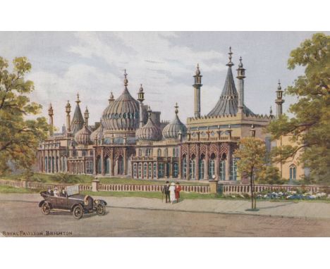 A large collection of postcards by A.R. Quinton in 8 albums, all British topographical views, including Sussex, Surrey, Hamps