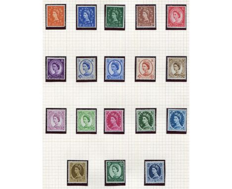 A collection of Great Britain stamps in five albums from 1840 1d black used to modern commemoratives mint and used, plus two 