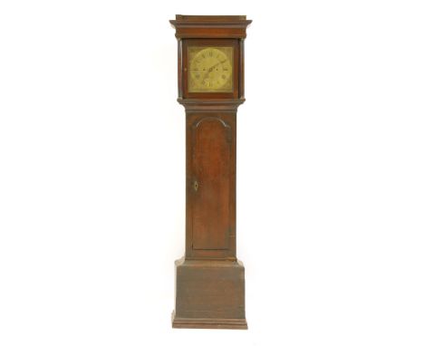 A George III oak eight day longcase clock , with 11 inch brass dial inscribed Thomas Freestone, Bury, height 192cm