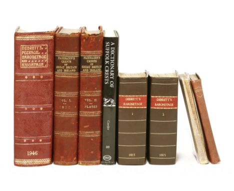 HERELDRY: 1- Debrett, J: Baronetage of England.. 2 vols. Rivington, 1815, 3rd. edn. Later full calf; 57 copper engraved plate