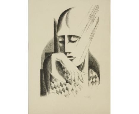 Gottfried Graf (German, 1881-1938) HEAD STUDY Lithograph, signed in pencil, 53 x 36cm