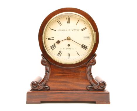 A Victorian mahogany bracket clock, the dial inscribed `Jenner and Knewstub, 33 St James Street' with single fusee movement, 