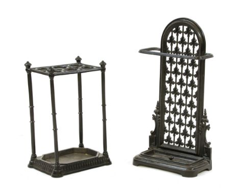 Two cast iron stick stands