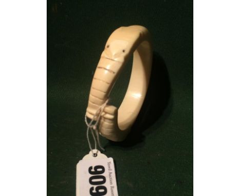 African Ivory Bangle With Elephant Finials 