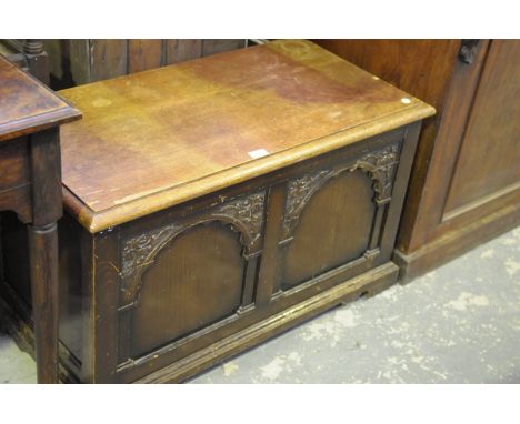 An oak two-panel blanket chest 