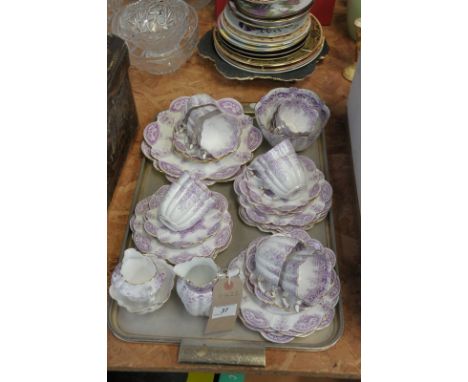 A Foley China 40 piece mauve floral pattern tea service, No. 164516.