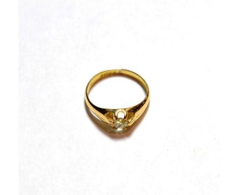 An 18 carat gold old cut diamond solitaire ring, estimated diamond weight 0.40 carat approximately, finger size M.  The diamo