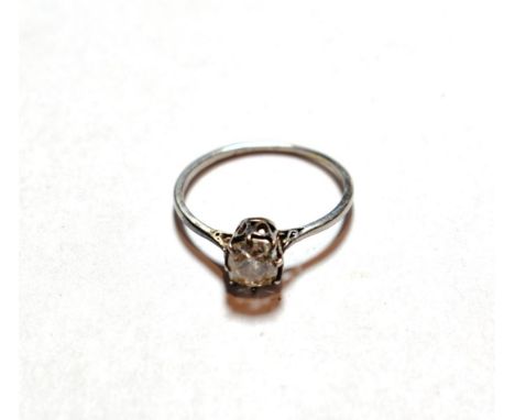 An old cut diamond solitaire ring, estimated diamond weight 0.65 carat approximately, finger size M .  The diamond measures 5