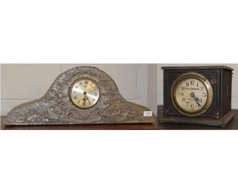 An Arts and Crafts style mantel timepiece; and a pigeon ''Blick Universal'' clock timer (2)