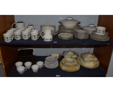 A Royal Doulton 'Tapestry' pattern part dinner service comprising tea pot, coffee pot, tureens etc; together with a part lot 