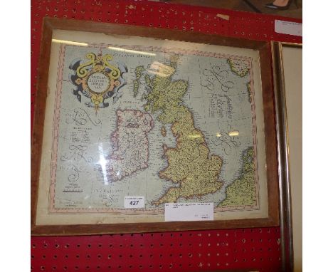 A coloured print map of Great Britain framed and glazed 