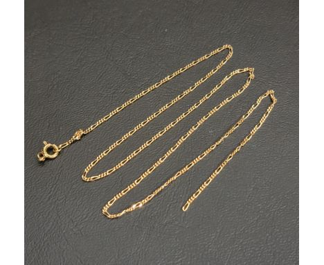 GOLD FIGARO NECK CHAIN approximately 3.4 grams and 50cm longNote: the chain by the clasp is broken 