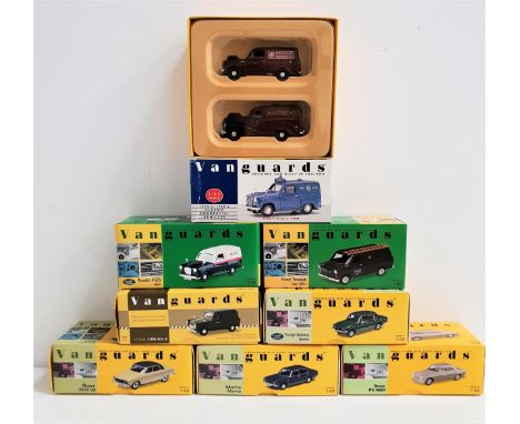 NINE VANGUARD DIE CAST VEHICLEScomprising Whitbread Service Van of the 50's and 60's, Ford Transit Van MkI, two Austin A35 va