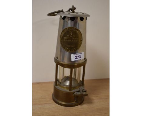 A vintage brass protector lamp, having central plaque with model number 'type 6', makers mark for Eccles, h13cm