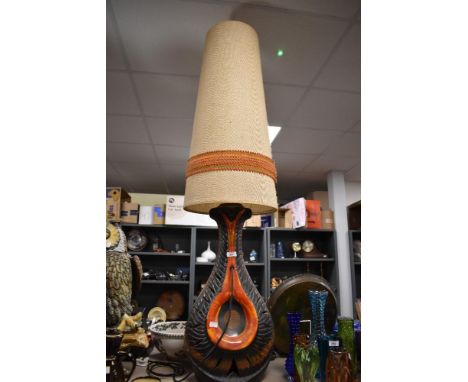 A large 1970s FatLava ceramic floor lamp by Walter Gerhards for West-German pottery, measuring 65cm tall and 141cm tall with 