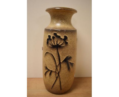 A large West German ceramic vase having floral pattern on a glaze ground, model 239-41, h41cm