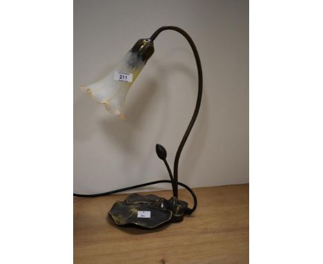 A vintage art-deco style table lamp, measuring 41cm tall.