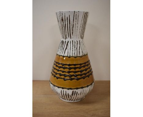 A large vintage Austrian ceramic vase of flared form having impressed marks to base, pattern 1218-29, h29cm