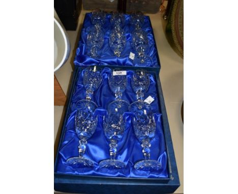 Two boxes of Edinburgh 'Balmoral' crystal wine glasses, ( 12 ).