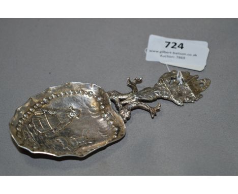 Embossed Decorated Silver Caddy Spoon - Edinburgh 1898, Approx 38g  