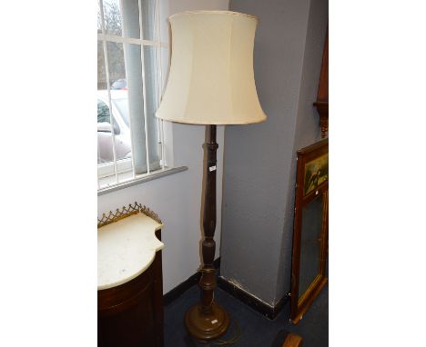 Carved Walnut Standard Lamp with Shade 