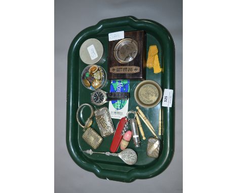 Tray Lot; German Compass, Badges, Vesters, Wristwatch, etc.  