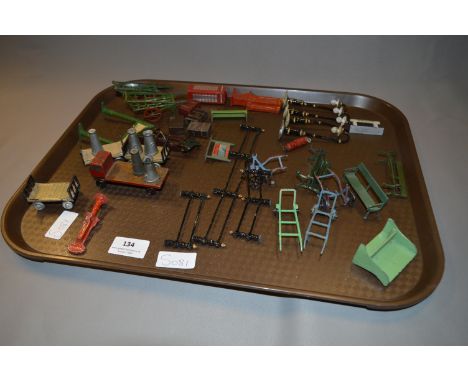 Diecast Metal Accessories; Lamp Posts, Carts, Fences, Seats, etc. 