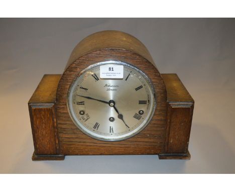 Oak Cased Mantel Clock - J.W. Benson, London 