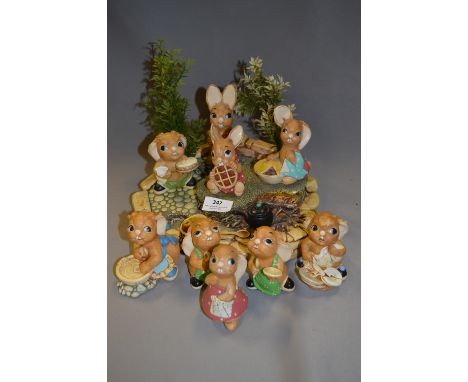 Pendelfin Model Stand and Nine Figures 